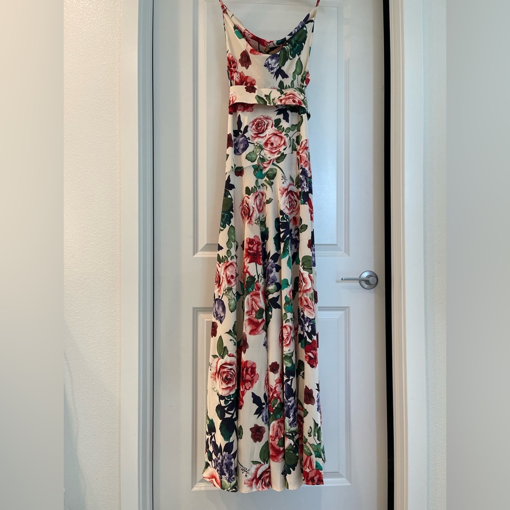 NEW Bronx and Banco Leo Maxi Dress in multi , Floral Cowl Neck Spaghetti Strap - Picture 5 of 11